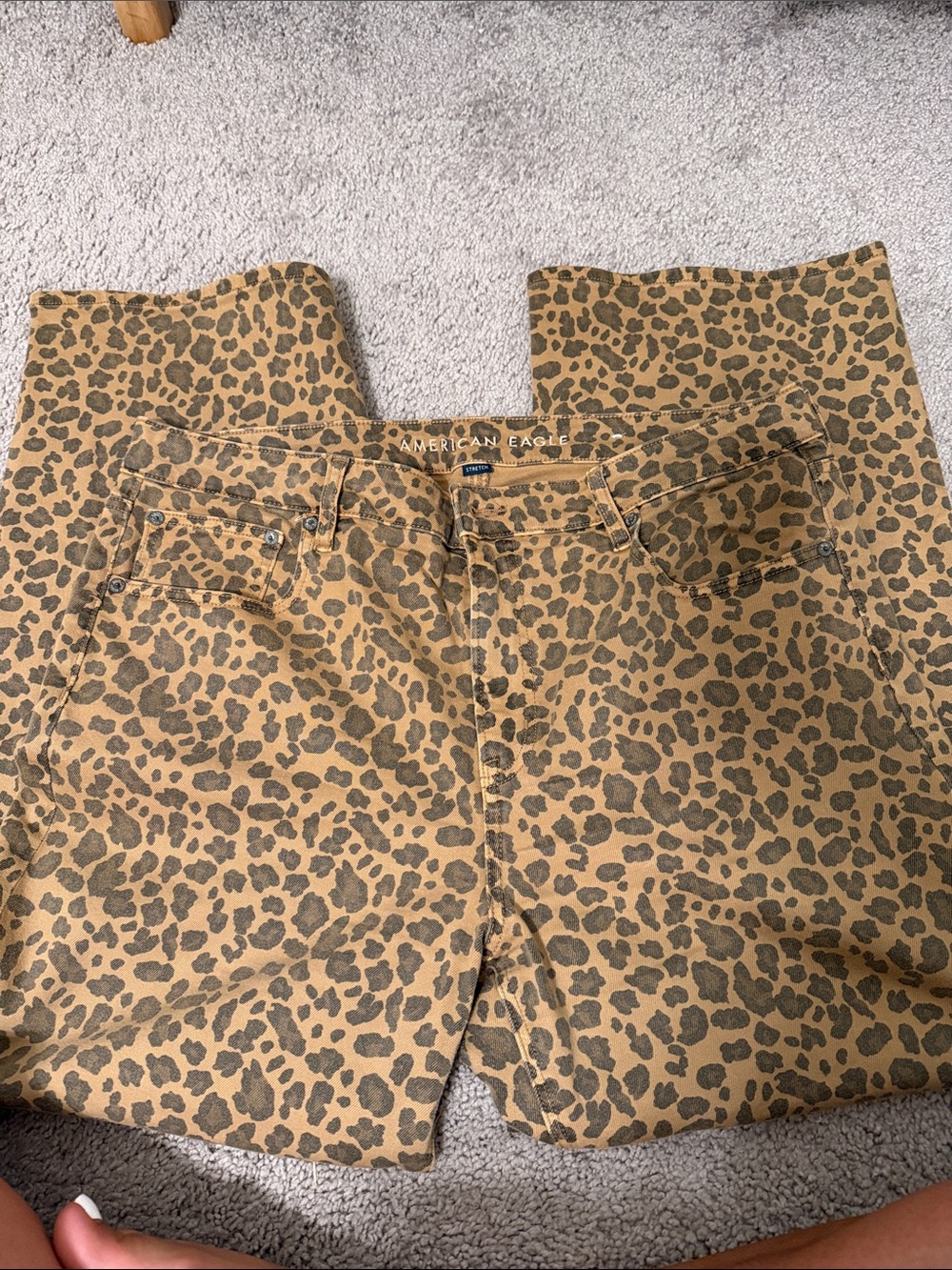 American Eagle Outfitters Leopard Print Stretch Jeans - Tan and Brown - Picture 2 of 7